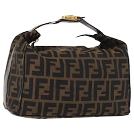 FENDI Zucca Canvas Kosmetiktasche Schwarz Braun Auth 147545