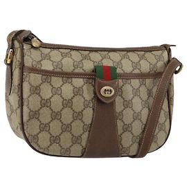 Borsa a Spalla Gucci GG Supreme Web Sherry Line PVC Beige 89 02 032 Auth 146752