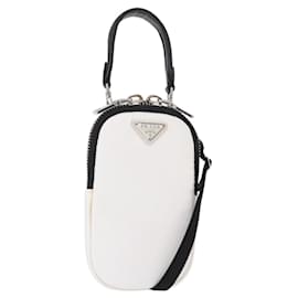 Borsa a Spalla PRADA Nylon 2way Bianco Argento Auth 152675V
