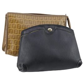 Borsa a tracolla Christian Dior Fendi Honeycomb Zucchino 2 pezzi Nero Beige Auth 151954
