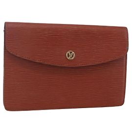 LOUIS VUITTON Clutch Montaigne 23 Epi Braun M52663 LV Auth BA8329