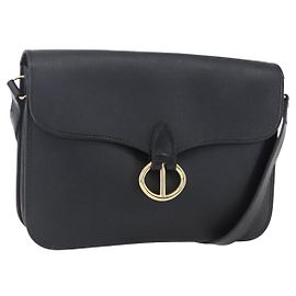 Christian Dior Schultertasche aus Honigwaben-Canvas PVC Schwarz Gold Auth ka361