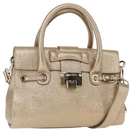 Borsa a mano in pelle 2 in 1 Jimmy Choo oro Auth BA8012