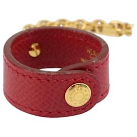 Charm Portaguantes HERMES Cuero Rojo Oro Auth ar13845 - Hermès
