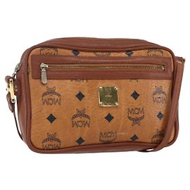 Borsa a Spalla MCM Logogram Vicetos in Pelle PVC Marrone Oro Auth BA8428