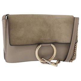 Chloé Borsa a Spalla Chloe Fay in Pelle Scamosciata Beige Oro Auth gh1321
