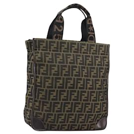 FENDI Zucca Canvas Tote Bag Schwarz Braun Auth gh1447
