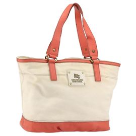 Borsa a mano BURBERRY Blue Label in tela e pelle beige arancione Auth mr1650