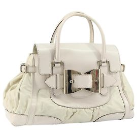 Borsa a mano in pelle bianca e oro GUCCI 189883 Auth ep12414