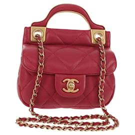 CHANEL Borsa a Spalla Matelassé in Pelle di Agnello Rosa Oro CC Auth 144828SAM