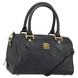 MCM Vicetos Logogram Borsa a Mano PVC 2in1 Nero Oro Auth 151262