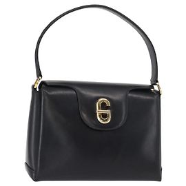 Gucci Borsa a Spalla in Pelle Blu Navy Oro Auth 152739