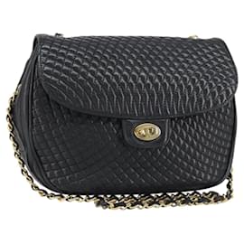 BALLY Borsa a Spalla a Catena Pelle Nera Oro Auth 157106 - Bally