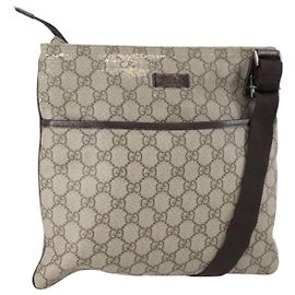 Borsa a spalla GG Supreme in PVC beige e argento di GUCCI 141626 Auth 151979