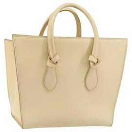 Borsa Tote CÉLINE TIE in pelle beige dorato Auth bs31025