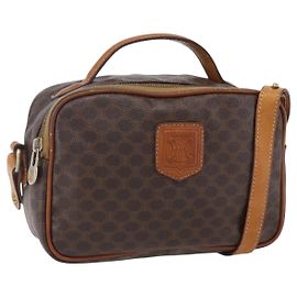 Céline CELINE Macadam Canvas Handtasche aus PVC-Leder 2-Wege Braun Gold Auth 153470