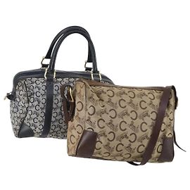 Céline CELINE Macadam Canvas C Sulky Schultertasche 2 Set Beige Marine Auth bs31056