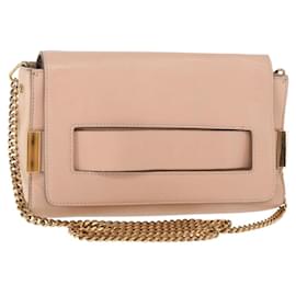 Chloé Borsa a spalla in pelle Chloe con catena rosa oro Auth BA8401