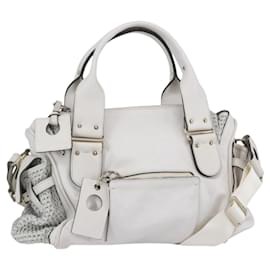Chloé Borsa a Spalla in Pelle Chloe 2 in 1 Bianco Argento Autentica ka340