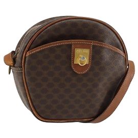 Céline Borsa a Spalla in Tela Macadam CELINE in Pelle PVC Marrone Oro Auth 148688