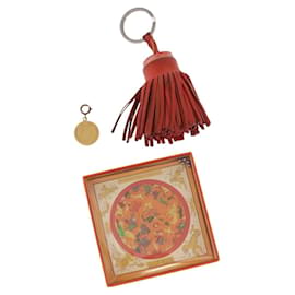 HERMES Charm Metal Leather 3 Set Red Gold Silver Auth bs30857 - Hermès