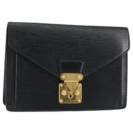 LOUIS VUITTON Epi Serie Dragonne Clutch Bag Nero M52612 LV Auth th6460