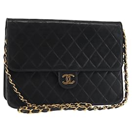 Borsa a Spalla CHANEL in Pelle di Agnello Nera Oro CC Auth 143810