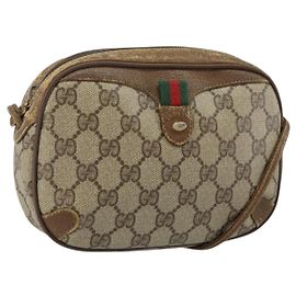 Borsa a Spalla Gucci GG Supreme Web Sherry Line PVC Beige 89 02 066 Auth 143576