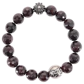 Chrome Hearts CH Plus Cross Ball Granat 0,4"" Perlenarmband Ag925 Auth 143053M
