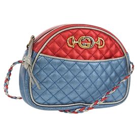 Borsa a Spalla GUCCI Zumi in Pelle Outlet Blu Auth 154069V
