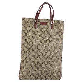 Borsa a mano GG Supreme in PVC beige e argento di GUCCI 117551 Auth bs31414