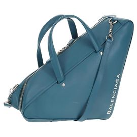 Borsa da viaggio Triangle M in pelle BALENCIAGA 2 in 1 Azzurro chiaro 476974 Auth 154084V