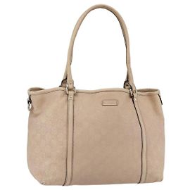Bolsa tote em canvas GG Guccissima em couro dourado bege rosa 197953 Auth mr1583