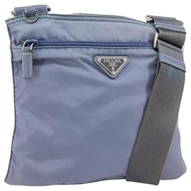 Borsa a Spalla PRADA in Nylon Azzurro Chiaro Argento Autentica ar13778