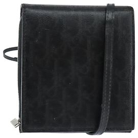 Borsa a spalla in tela Trotter Christian Dior in PVC nero e argento Auth bs30176