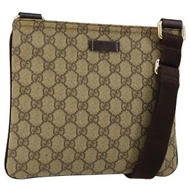 Gucci Borsa a Spalla GG Supreme PVC Beige Oro 201538 Auth yk19709