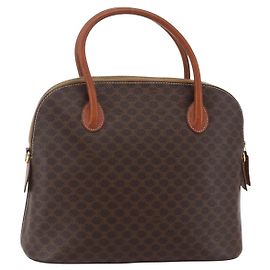 Céline CELINE Macadam Canvas Handtasche aus PVC-Leder in Braun und Gold Auth ki6124
