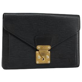 LOUIS VUITTON Epi Serie Dragonne Clutch Bag Nero M52612 LV Auth ep11370