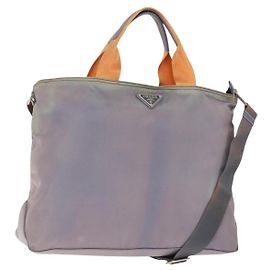 PRADA Tote Bag Nylon 2way Lila Orange Auth ki5999