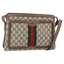 Borsa Gucci GG Supreme Web Sherry Line PVC Beige Oro 904 02 013 Auth ki6187
