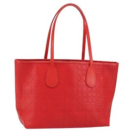Christian Dior Canage Tote Bag aus beschichtetem Canvas rot silber authentisch bs31647