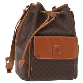 Céline Borsa a Spalla in Tela Macadam CELINE in Pelle PVC 2 in 1 Marrone Oro Auth ka784