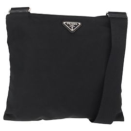 Borsa a Spalla PRADA Nylon Nero Argento Autentica 153649