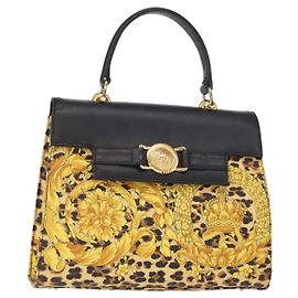 Borsa Gianni Versace in pelle PVC giallo oro Auth am9830