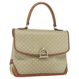 Céline Borsa a mano in tela Macadam CELINE PVC beige oro Auth bs31347