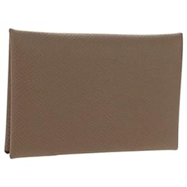 Calvi Münzbörse HERMES Leder Beige Silber Auth BA8241M - Hermès