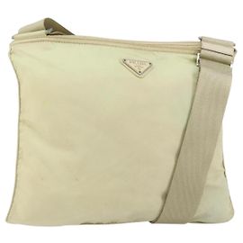 Borsa a Spalla PRADA in Nylon Avorio Argento Autentica ar13843