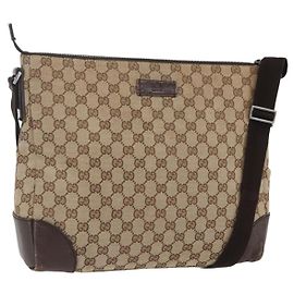 Borsa a Spalla GG Canvas Gucci Beige Argento 110054 Auth 151560