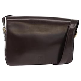 LOEWE Borsa a Spalla Anagram Pelle Marrone Oro Auth 155627