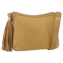 Borsa a Spalla GUCCI Camoscio Oro Beige Auth 156886